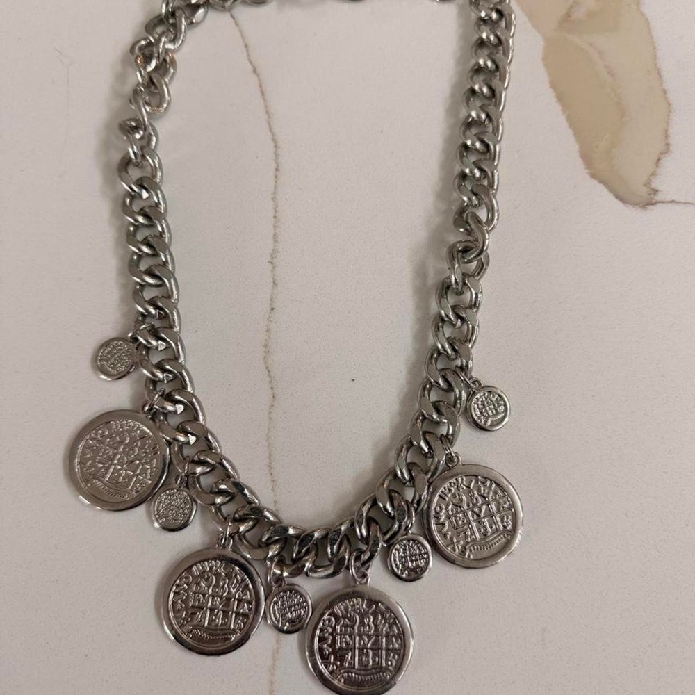 Silver coin charm necklace custom jewelry